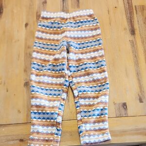 Patagonia Kids 4T Fleece Leggings with Brown and Blue Pattern